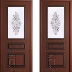 Дверь шпонированная Рим шоколад ПО-600 художественное стекло