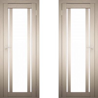 Дверное полотно АМАТИ-11 дуб беленый экошпон ПО-800 белое стекло