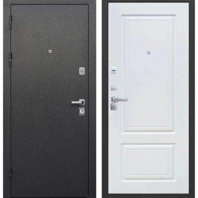 Дверь металлическая Толстяк Букле Черный Белый ясень 870*2050 левая