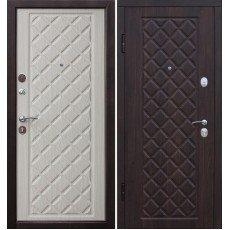 Дверь металлическая РОМБЫ 3К венге рифленый/лиственница белая 960*2050 левая