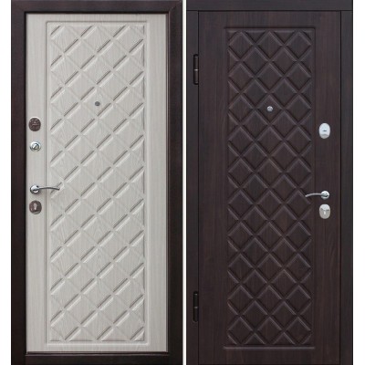 Дверь металлическая РОМБЫ 3К венге рифленый/лиственница белая 860*2050 левая