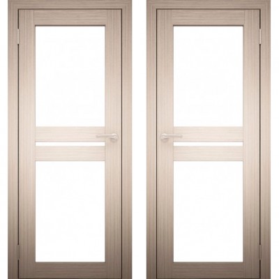 Дверное полотно АМАТИ-19 Дуб беленый Экошпон ПО-700 Белое стекло