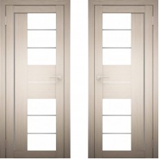 Дверное полотно АМАТИ-22 дуб беленый экошпон ПО-600 белое стекло