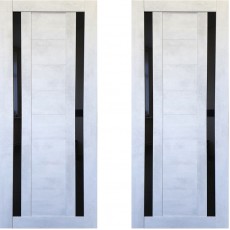 Дверное полотно экошпон Катрин 4 бетон светлый ПО-600 черное стекло
