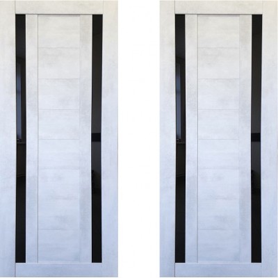 Дверное полотно экошпон Катрин 4 бетон светлый ПО-800 черное стекло