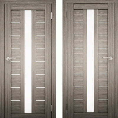 Дверное полотно АМАТИ-17 Дуб дымчатый экошпон ПО-700 белое стекло
