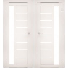 Дверное полотно АМАТИ-04 эшвайт экошпон ПО-600 белое стекло