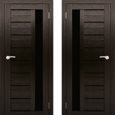 Дверное полотно АМАТИ-04 венге экошон ПО-600 черное стекло