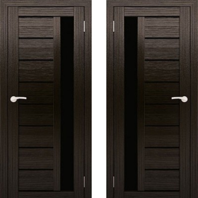 Дверное полотно АМАТИ-04 венге экошон ПО-800 черное стекло