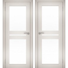 Дверное полотно АМАТИ-19 эшвайт экошпон ПО-700 белое стекло