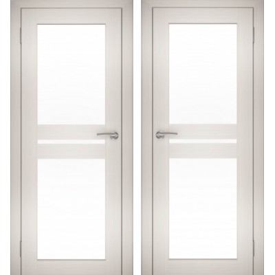 Дверное полотно АМАТИ-19 эшвайт экошпон ПО-600 белое стекло