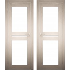 Дверное полотно АМАТИ-19 дуб беленый экошпон ПО-600 белое стекло