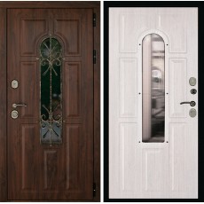 Дверь металлическая Лион Орех тёмный/Альберо браш 860х2050 правая 