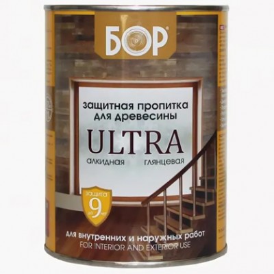 Защитная пропитка для древесины БОР Ultra 1л (0,75кг) калужница