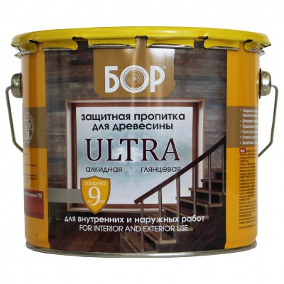 Защитная пропитка для древесины БОР Ultra 3л (2,7кг) тик