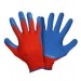 купить Перчатки нейлоновые  с рифленым латексным  покрытием (красно-синий) в Смоленске