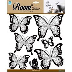 Стикер 5001 Многослойные бабочки с серебряными блестками RЕА
